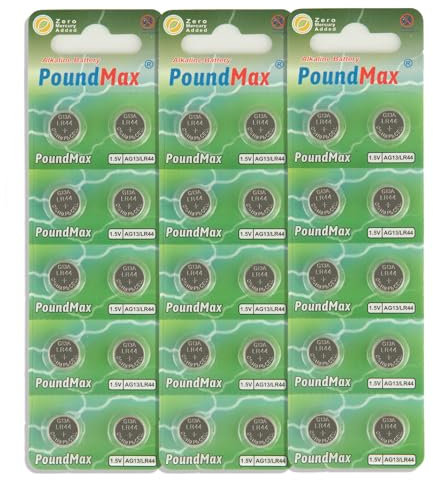 30 X AG13 LR44 SR44 L1154 A76 1.5V PoundMax ALKALINE BUTTON BATTERIES