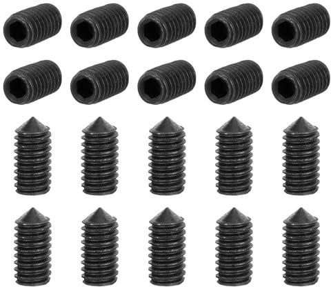 sourcing map 40Pcs Set Screws M4x8mm Carbon Steel Cone Point Hex Socket Grub Screws for Machinery, Home Repairs, and Fixtures Black
