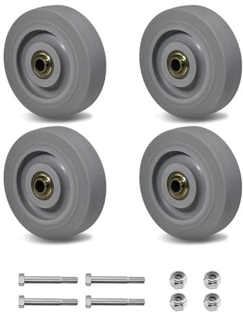 4 Inch Thermoplastic Rubber Caster Wheels (Set of 4) – Heavy Duty, Precision Bearing, Non-Marking, 250 lbs Load Capacity Each, Floor Protective, Ideal for Industrial Carts and Equipment