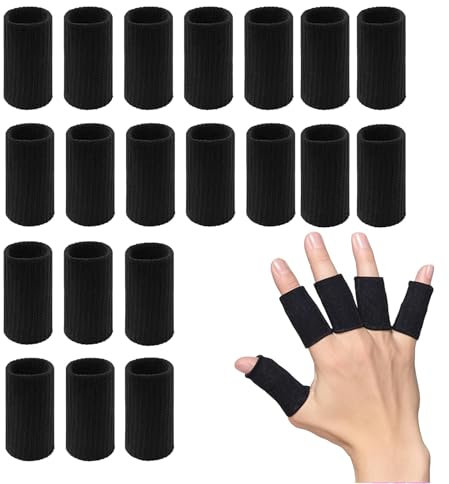 HJDJBD 20 pièces Fundas de compresión para dedos y pulgar,Protectores elásticos para dedos,férula elástica transpirable,soporte ultrafino reutilizable,para artritis,baloncesto,voleibol,fútbol y golf
