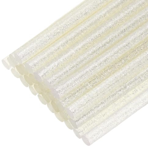 QUARKZMAN 30Pz Stick Colla a Caldo Mini per Pistola per Colla, 4 x 0.28 Colla a Caldo Bastoncini Piccoli Ricariche per Lavori Artistici Fai Da Te, Bianco Trasparente Glitteratoato