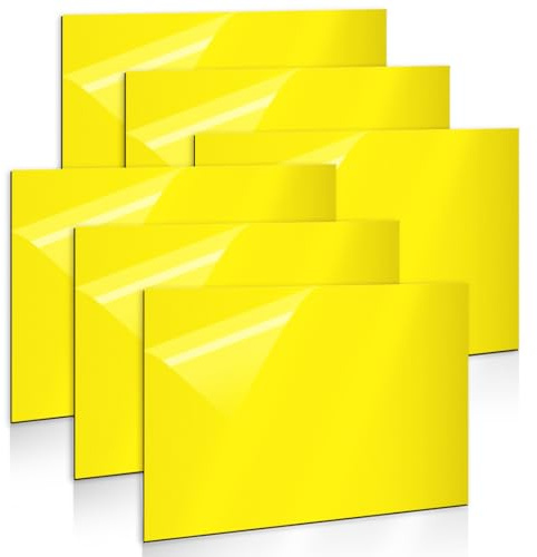 Gohytal Plaque Acrylique pour Gravure Laser - 30 x 20 cm - Lot de 6 Plaques en Plastique ABS, Plaque de Gravure Laser de 1,3 mm Pour Gravure, Peinture,Bricolage,Découpage,Décoration d'intérieur, Jaune