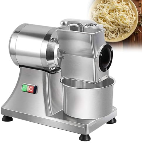 Rallador de queso eléctrico de 550 W, máquina ralladora de queso eléctrica profesional, trituradora de queso, máquina para hacer ensaladas con cubo de acero inoxidable, para rallar queso
