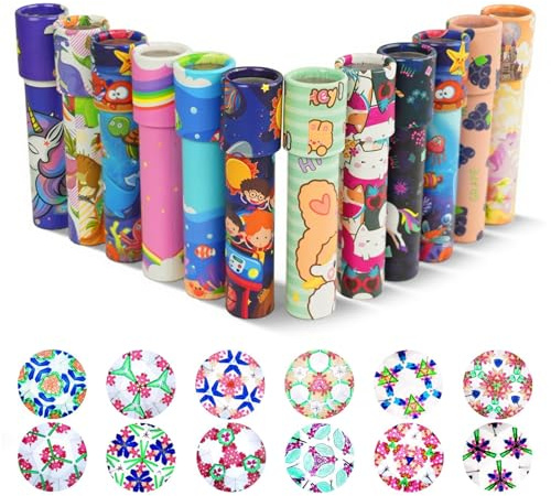 xolear 12 Pezzi Caleidoscopio Classica, Giocattolo Educativo per Bambini, Caleidoscopio Ruotabile di Carta Classico, per Bambini Festa, Compleanni, Scuola(Random Color)