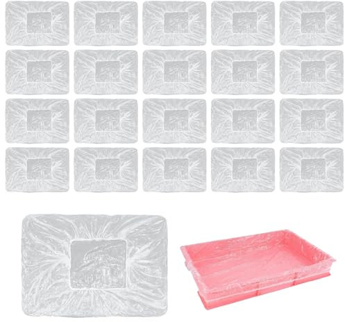 20 Pack Paint Tray Liners - 70cm Elastic Paint Pan Liners for 18 Inch Paint Roller Trays, Disposable Paint Tray Covers for Walls & Ceilings Painting, Leak-Proof & Easy Clean Up