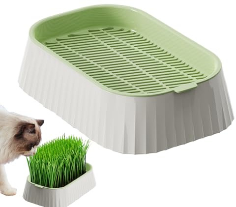Katzengras-, Weizengras-Pflanzgefäß, 19 x 12,5 x 5 cm, erdloser Anzuchtbehälter mit Drainage, gesunder Haustiergraszüchter, Gartenarbeit Kindergarten Box für Katzen und Kätzchen, Zuhause