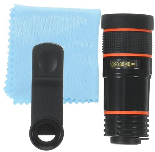 Operitacx Lente Telescópica 8X para Teléfono Móvil Clip para Fotografía Macro y Gran Angular, Material Abs Liviano, Compatible Smartphones Plegables Barra, Color Negro