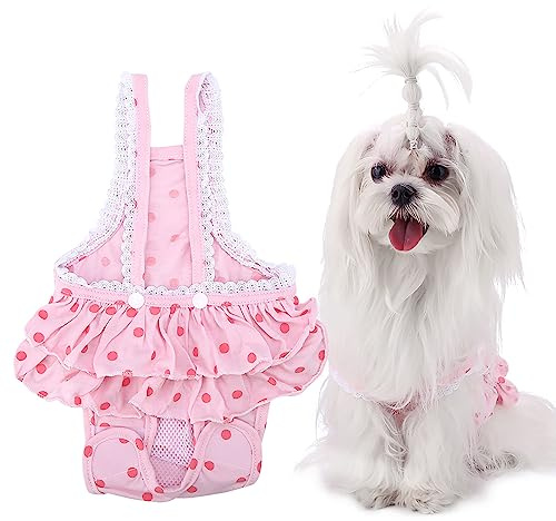 Cosiki Französische Bulldoggen Windeln Weibliche, Hundespanner Dots Menstruation Sanitär Hosen Hosen Haustier Unterwäsche Windeln Overalls Hundeperiode für Hunde Mittelgroße Französische Bulldogge (M)