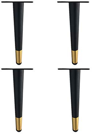 4 piedini di ricambio per mobili in metallo nero e oro, 40 cm, design a cono dritto, supporto per divano, scrivania e progetti fai da te