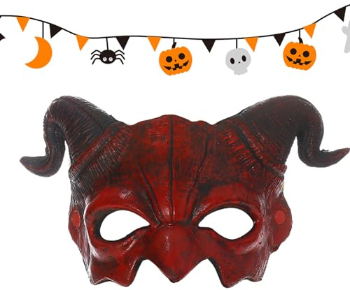 Generisk kostym ansiktsskydd, halloween fårhorn halvmask – skrämmande party cosplay huvuddekoration för festkostymer fester och fester