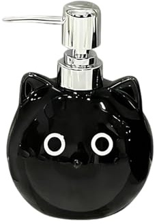 480 ml keramisk tvåldispenser katt, katttassar flytande tvål tvåldispenser jul med pumpdispenser, påfyllningsbar jul tvåldispenser, tvåldispenser, skum för barn, svart