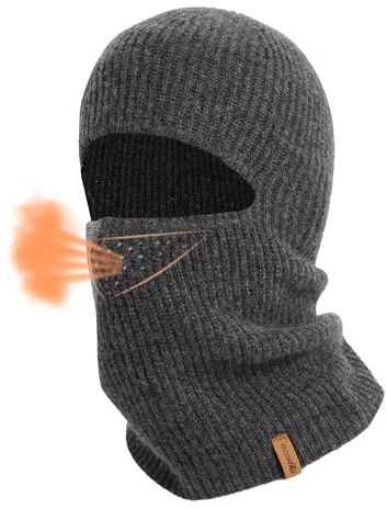 ACUSHLA 100% Merino Wool Balaclava, Thermal Winter Ski Mask for Men Women | Merino wool balaclava for men and women, soft breathable warmth with ski mask design for skiing, snowboarding and running