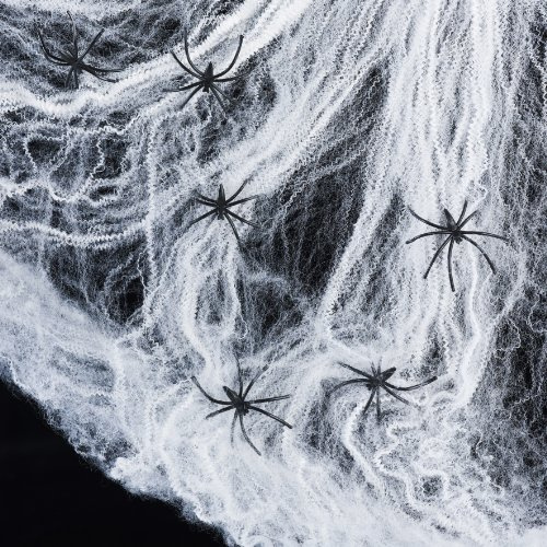 Lights4fun 2 Spinnennetze inkl. 12 Spinnen Halloween Deko