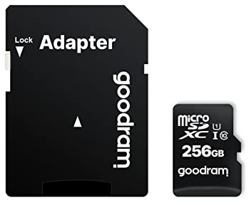 Goodram 256GB M1AA Micro Card High Speed Class 10 Memory Card with Adapter and UHS-I Interface Read Speed up to 100MB/s Write Speed from 10MB/s 256GB