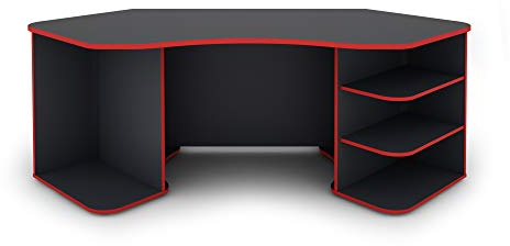 byLIVING Schreibtisch THANATOS, Gamingtisch in Anthrazit mit Kanten in Rot