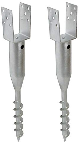 TRUTZHOLM 2x Bodenhülse U-Profil feuerverzinkt für 7x7 cm Vierkanthölzer | 67,5 cm Länge, zum einschrauben, Einschraubbodenhülse, Pfostenträger, Einschraubhülse, Zaunbau