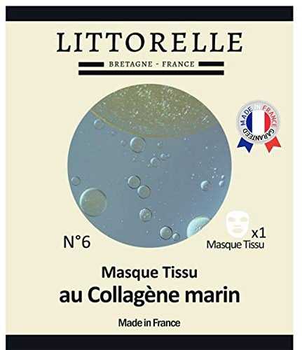 Littorelle – Masque Visage N°6 Sérum Hydratant au Collagène et Vitamine E – Made in France – Anti-Age et Hydratant – Soin Anti-Rides – Masque Tissu Tous Types de Peaux
