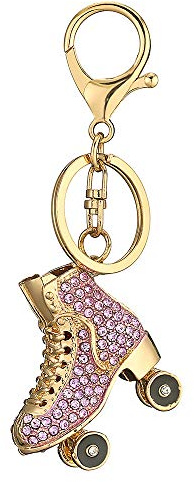 WANLIAN Llavero de diamantes de imitación de skate, zapatos colgante de llavero, colgante de aleación de cristal brillante (Rosa)