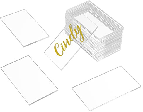 KAITELA 50 Pcs Clear Acrylic Place Cards 1/8 Thick, 3.5 x 2 Small Rectangle Acrylic Blank Seating Card, Escort Name Plate for Table Setting, Wedding, Dinner Party