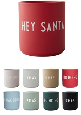 Design Letters Tazze Natalizie Hey Santa | Tazzine Caffe Perfetto come Regali Natale & Natale Decorazioni | Porcellana Tazze Colazione con Lettere Incise | Tazza Cappuccino Idee Regalo Natale, 250 Ml