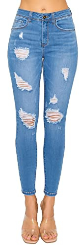 WAX JEAN Women's Butt I Love You Push-Up Destructed Modal Basic Skinny Jeans, Medium, 0