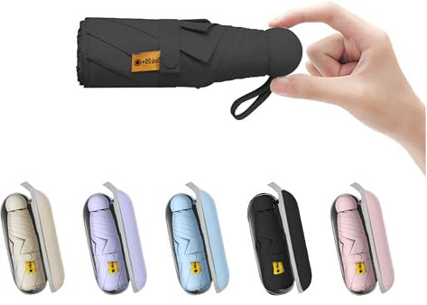 BAODINI Mini Travel Umbrella With Case Small Compact UV Umbrella Protection Sun Lightweight Tiny Pocket Umbrella