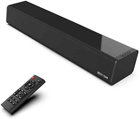 BESTISAN Barras de Sonido para TV, PC, Juegos, Monitor, Barra de Sonido de 50 vatios con Bluetooth 5.0/HDMI ARC/óptica/coaxial/AUX/USB, 3 Modos de Audio, Bajos Ajustables, 16 Pulgadas, Montaje en
