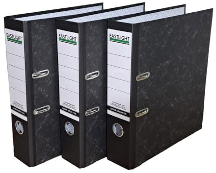 Eastlight A4 Lever Arch Files Black & White Pack of 3