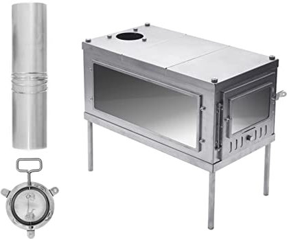 Portable Wood Stove, Titanium Camping Stove with Storage Bag, Folding Wood Burning Stove for Outdoor BBQ, Grill, Hiking, Backpacking, Traveling, Picnic