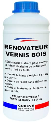 Renovateur Vernis Bois - Codeve Bois - 1L - Intérieur - Pour Raviver La Teinte D'origine De Votre Bois Verni, Ciré Ou Huilé.