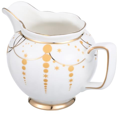 ULTECHNOVO Milk Jug Small Creamer Pitcher: 190ml Mini Porcelain Creamer Jug with Handle - Sauce Cup Serving Pitcher for Coffee Cream Milk Tea Gravy