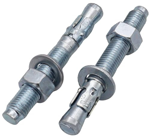 SKIR'CO (2 Stück) Verzinkte Keilanker M16 x 120 mm Metalldübel Ankerbolzen Mauerwerk Anker Betonanker