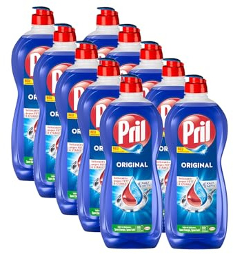 PRIL Original (10x 675 ml), Handgeschirrspülmittel mit höchster Fettlösekraft, für sauberes Geschirr auch in kaltem Wasser