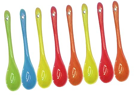 Garneck 8pcs Ceramic Spoon Porcelain Tableware Soup Spoons for Home Restaurant