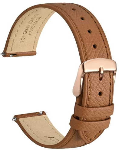 WOCCI Grace Uhrenarmband, Top Grain Leder, Schnellverschluss, Ersatzbänder, Edelstahlschnalle, Bandbreite 12mm 13mm 14mm 15mm 16mm 18mm 20mm