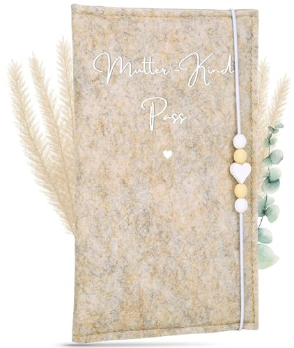 MAHEWA® Mutter-Kind-Pass-Hülle Österreich aus Filz-Stoff | Mutterkindpass-Organizer Schutzhülle Muki-Pass Hülle (Cremebeige, Mutterkindpass Österreich)