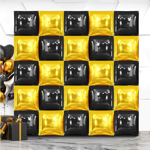 Huge Black and Gold Balloon Wall Backdrop - Double Sided 22 Inch, Pack of 25 | Balloon Tunnel, Black and Gold Halloween Decorations, New Years Eve Party Supplies 2026, Black Gold Decorations