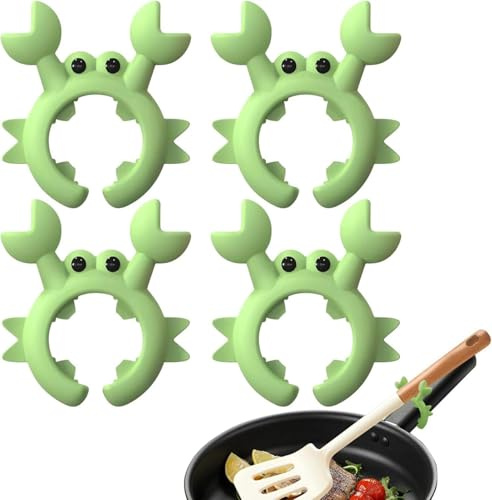 4PCS Poggia Mestolo Cucina, Porta Cucchiaio da Cucina, Poggiamestolo Silicone, Poggia Mestolo per Piano Cottura, Gadget Cucina Divertenti per Pentola, Crab Spoon Holder, Senza BPA