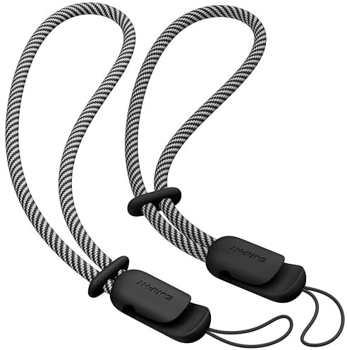 SURPHY 2 Pièces Cordons avec Dragonnes à Main pour Couple, pour Téléphone Portable, clé, USB, Lecteur MP3, MP4 et Plus (Noir & Noir)