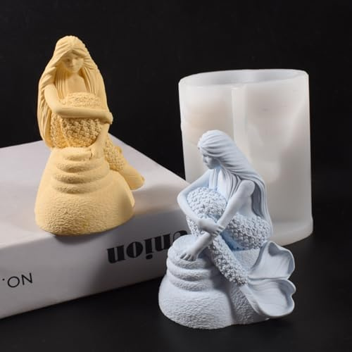 1PC Silikon Kerzengießform, 3D Meerjungfrau Form, Kerzenform Zum Gießen, Kerzen Formen Silikon, Gussformen Für Gips, Für Handwerk Ornamente, Duftkerze, Handgemachte Seife, Silikonharz-Form