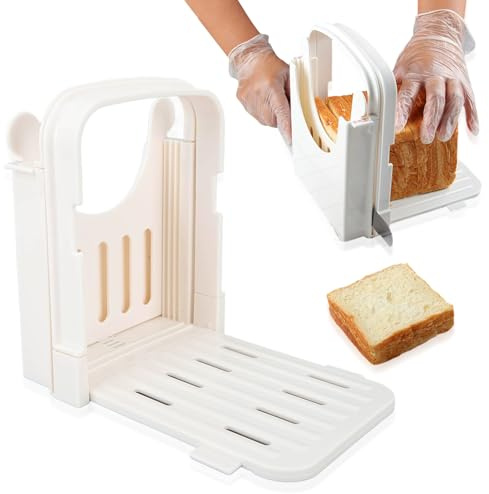 Bread Slicer for Homemade Bread, Plastic Bread Slicing Guide Foldable Bread Cutting Guide Tools Adjustable Loaf Slicer Cutter Sandwich/Toast Maker for Bread, Bagel, Sourdough, Cake (#4)