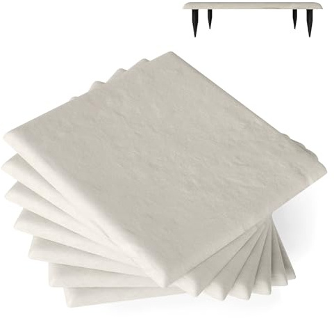 LIFEZEAL Dalles de Jardin 39,5x39,5 cm, Lot de 8 Dalles avec Piquets de Fixation au Sol, Pierres Décoratives pour Allée de Jardin, Chemin Extérieur, Revêtement de Sol (Beige)
