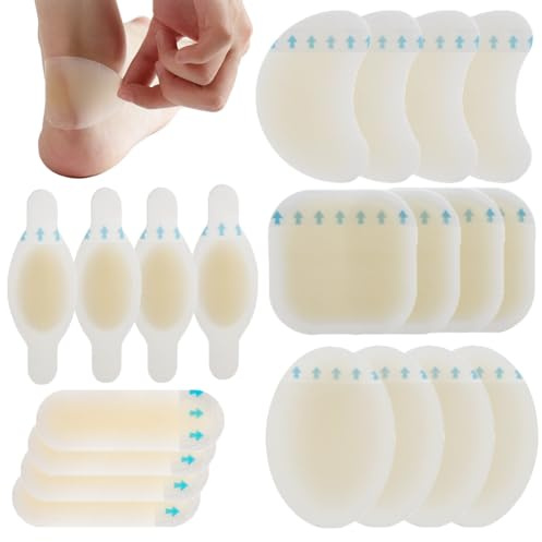 20 Stück Blasenpflaster Ferse Hydrokolloid Pflaster set-Verband transparenter Stärke Schutz für Ferse und Zehen Variety Pack