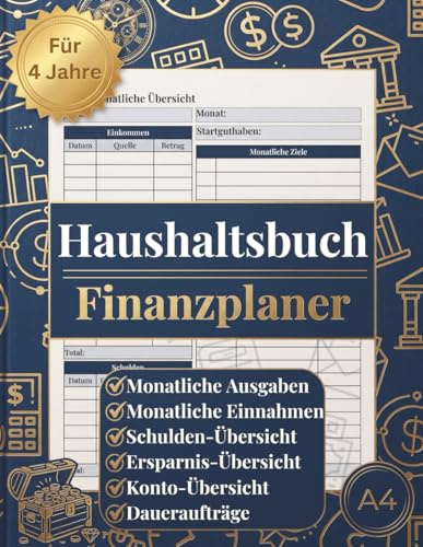 Haushaltsbuch zum Eintragen: Kostenplaner und Finanzplaner | Gehalt, Ausgaben, Einnahmen, Kredite und Ersparnisse übersichtlich im Blick | 110 Seiten, A4