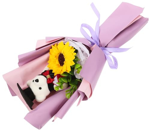 TOPBATHY Orsetto Bouquet Floreale Perurea Decorazione Forma di Orso per Festa di Laurea Regalo per Foto