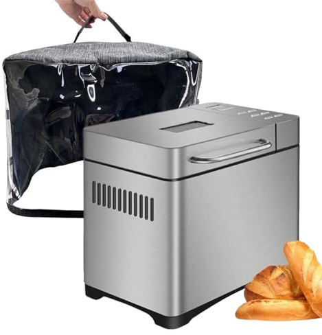 Bread Maker Machine 650W with Auto Nut Dispenser, Ceramic Pan & Touch Panel, 3 Loaf Sizes, 3 Crust Colors for Home Baking