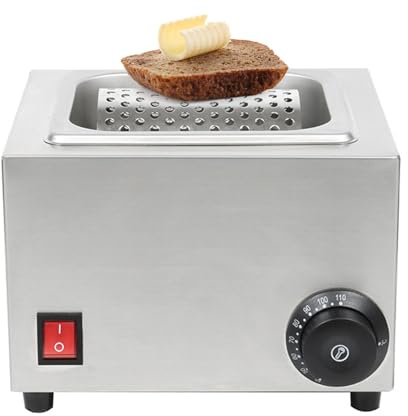 Aredwhiterui Rouleau À Beurre Électrique avec Roue Amovible et Contrôle de Température (0-110°C) – Acier Inoxydable 304, Capacité de 36 oz, Répartition Rapide et Uniforme pour Toast, Gaufres, Grill