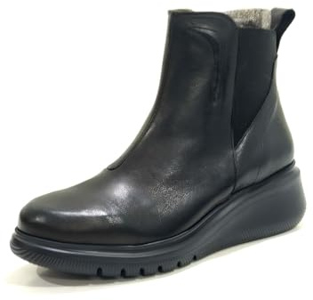 Botín Casual de Piel, con cuña de Goma - GILDA-011 para: Mujer Color: Negro Talla: 37
