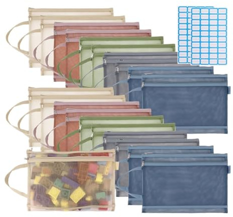 Flaroey Paquete de 20 Bolsas de con Cremallera, Bolsas de de Nailon de Doble Pared para Juegos de Mesa y Almacenamiento de Rompecabezas