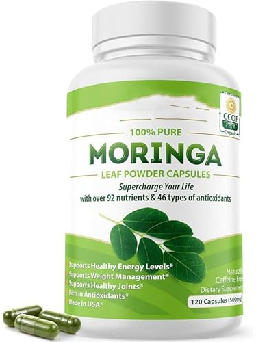 Gélules végétaliennes à base de moringa, offrant un soutien complet pour la santé et favorisant la mobilité articulaire, adaptées aux personnes suivant un régime alimentaire sain.
